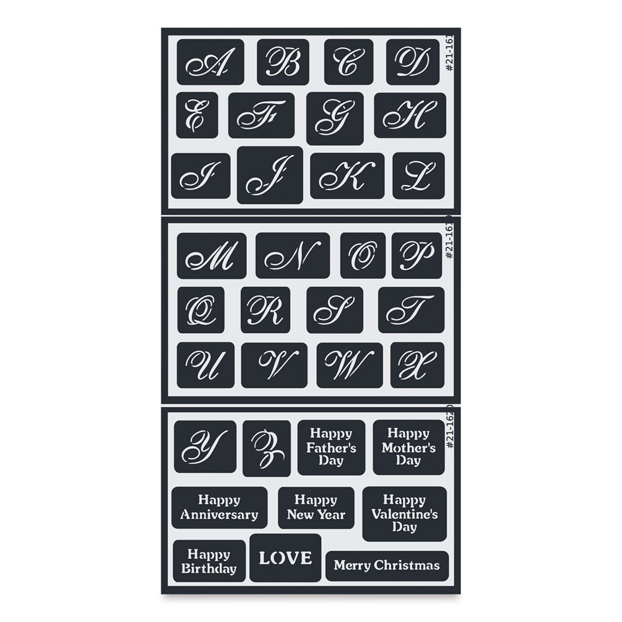 Armour Over ‘N’ Over Glass Etching Stencil - Script, Pkg of 3